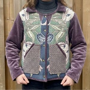 HANDMADE “Velveteen Rabbit” Upcycled Tapestry & Velvet Jacket - Sz. Medium/Large